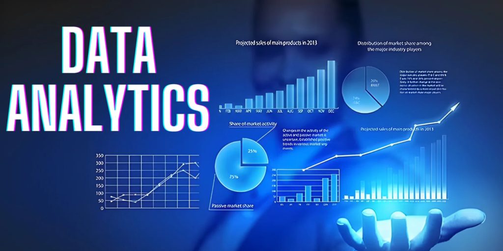 Data analytics graphic with charts