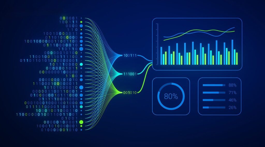 Blue data analytics dashboards and charts